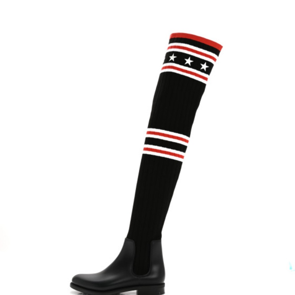 Givenchy Knit Rubber Storm Over The knee Star Patterned Boots - Picture 10 of 11